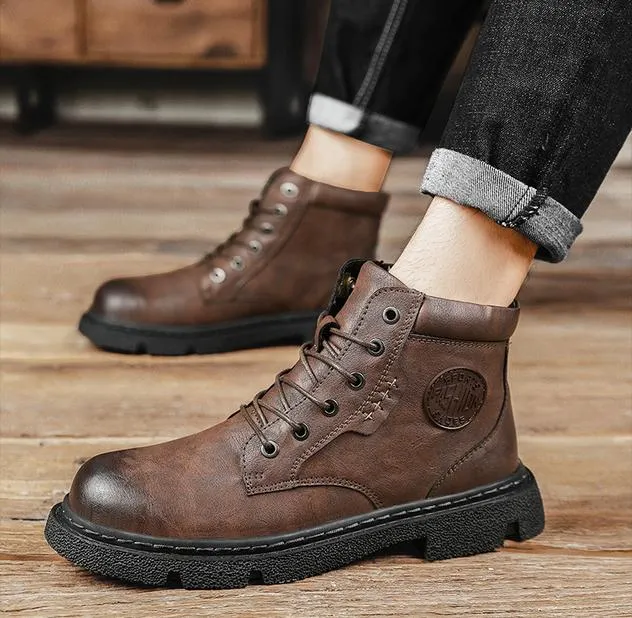 Manufacturers OEM Wholesale Logo High Quality Small MOQ Men′ S Shoes Doc Martens Outdoor Work Boots Fashion Leather Boots